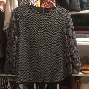 W5 black and white fringe top